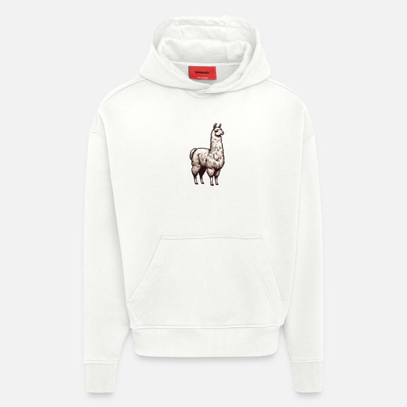 Lama blanc - Sweat à capuche bio épais oversize fabriqué en UE - OFF WHITE