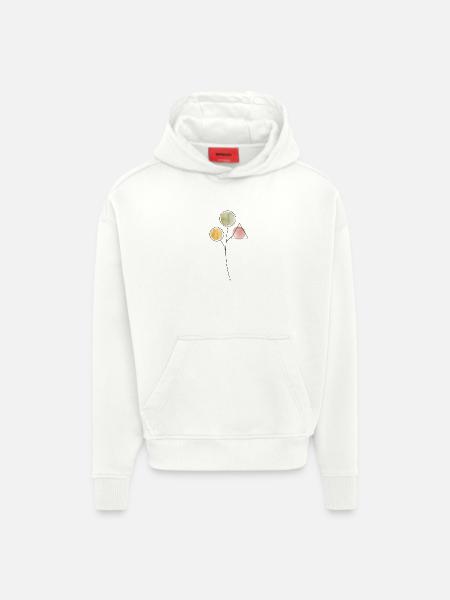 Wasserfarben Blumenlinien - Hoodie- made by SPREAD - OFF WHITE