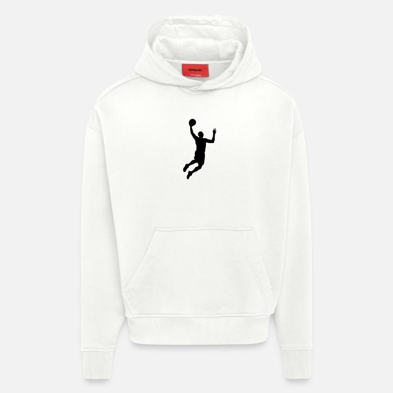 Silhouette du basket-ball - Sweat à capuche bio épais oversize fabriqué en UE - OFF WHITE