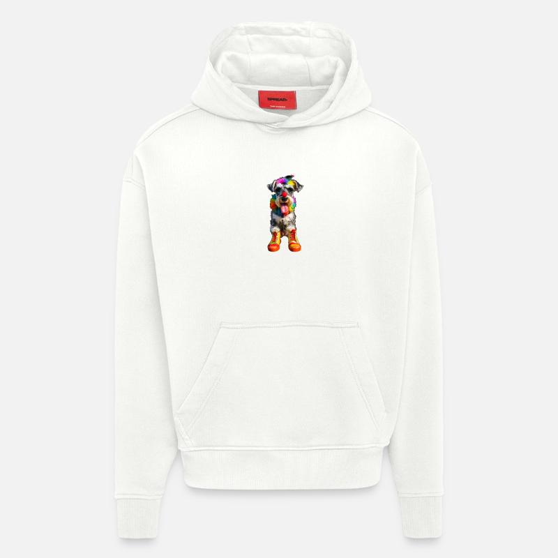 Schnauzer Clown - Sweat à capuche bio épais oversize fabriqué en UE - OFF WHITE