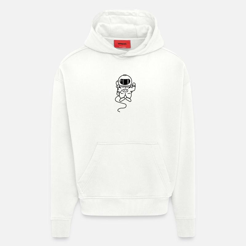 un astronaute dans l'espace - Sweat à capuche bio épais oversize fabriqué en UE - OFF WHITE