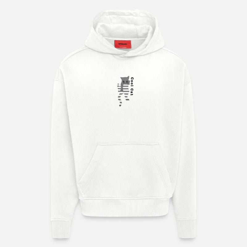 Chat cool - Sweat à capuche bio épais oversize fabriqué en UE - OFF WHITE