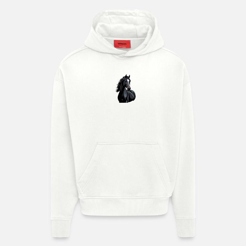 silhouette de cheval noir - Sweat à capuche bio épais oversize fabriqué en UE - OFF WHITE