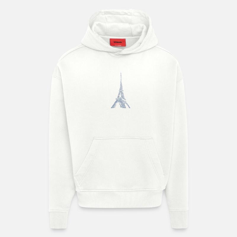 Tour Eiffel Silhouette Paris Look Grunge - Sweat à capuche bio épais oversize fabriqué en UE - OFF WHITE