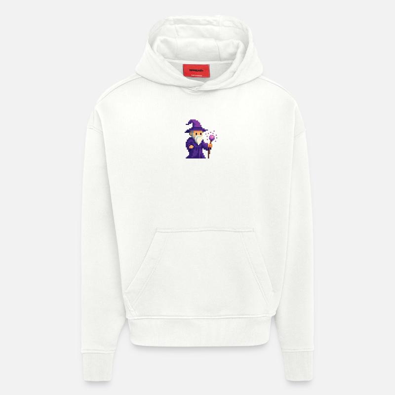 Pixel wizard dans le scintillement violet - Sweat à capuche bio épais oversize fabriqué en UE - OFF WHITE