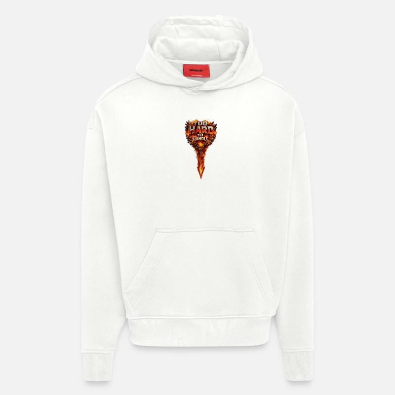 Too Hard to Handle Fire Logo - Sweat à capuche bio épais oversize fabriqué en UE - OFF WHITE