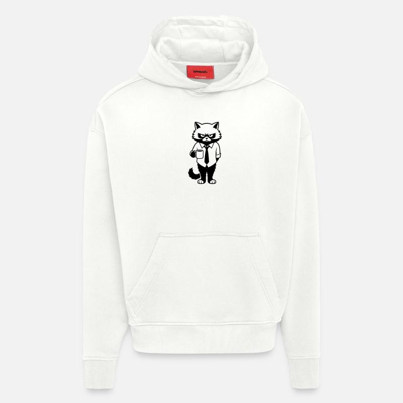 Grumpy office hangover with coffee - Hoodie- made by SPREAD  - OFF WHITE