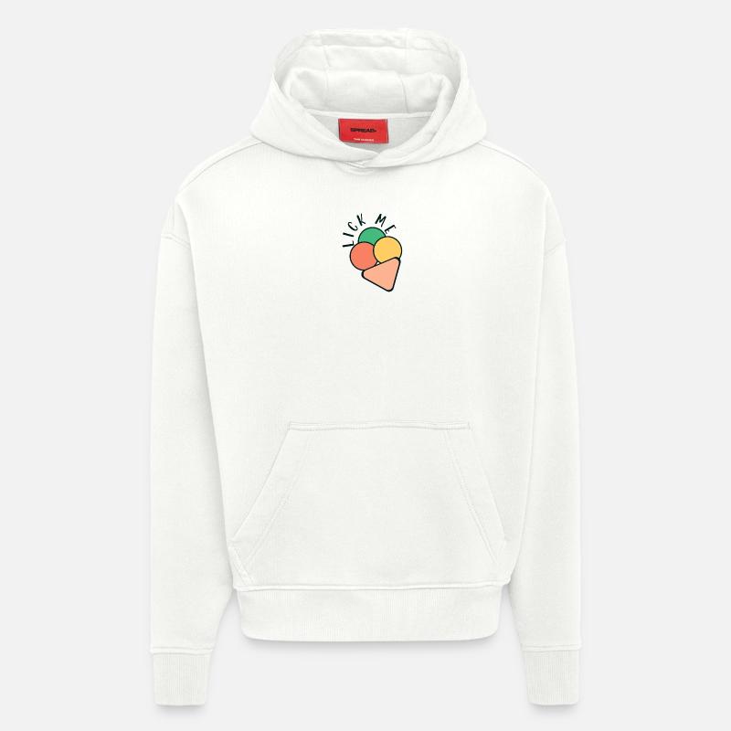 Crème glacée - un logo mignon - Sweat à capuche bio épais oversize fabriqué en UE - OFF WHITE