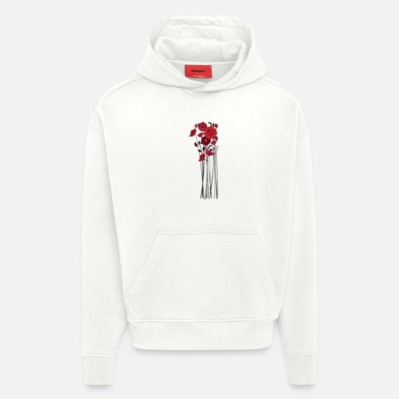 Illustration de fleurs de galets - Sweat à capuche bio épais oversize fabriqué en UE - OFF WHITE