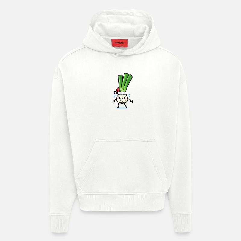 Saint-Nicolas mignon oignon de printemps - Sweat à capuche bio épais oversize fabriqué en UE - OFF WHITE