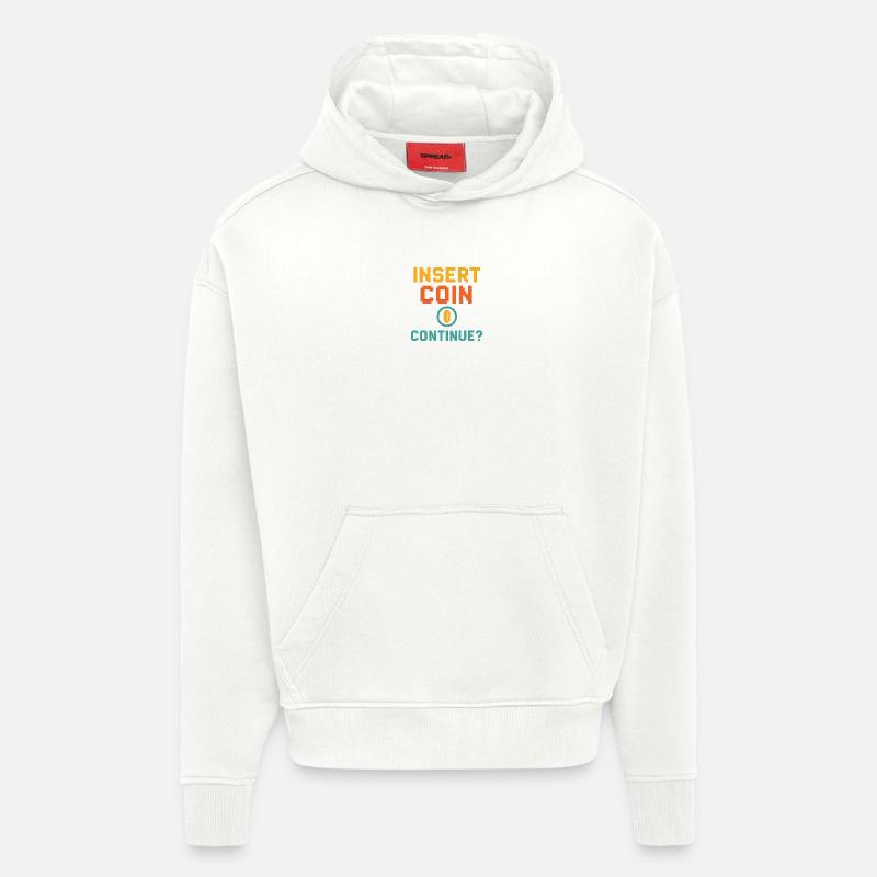 Insérer une pièce de monnaie – Continuer ? - Sweat à capuche bio épais oversize fabriqué en UE - OFF WHITE