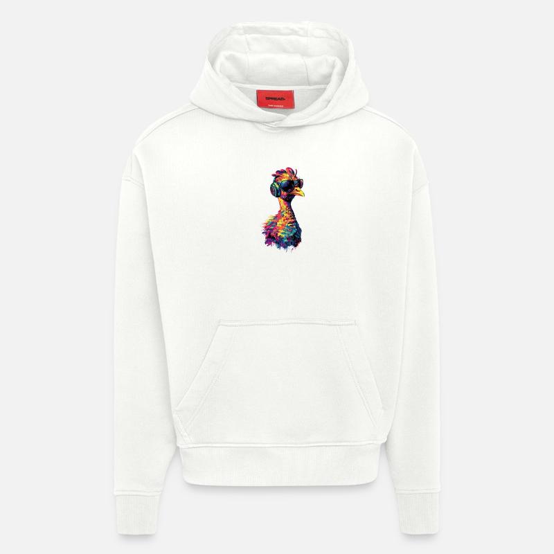 Dinde Poules Oiseaux Dinde - Sweat à capuche bio épais oversize fabriqué en UE - OFF WHITE