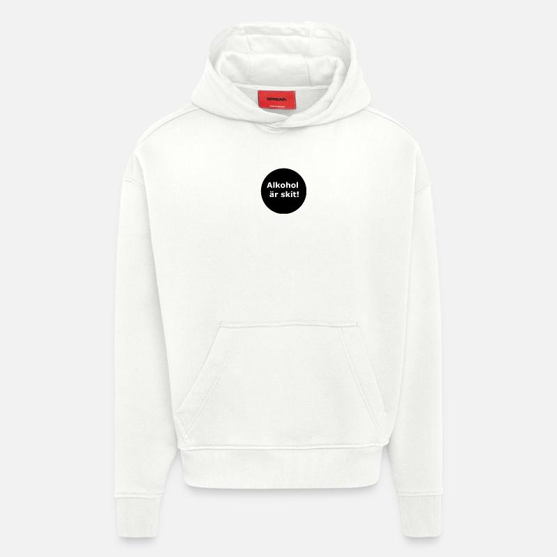 L’alcool, c’est nul (cercle noir) - Sweat à capuche bio épais oversize fabriqué en UE - OFF WHITE