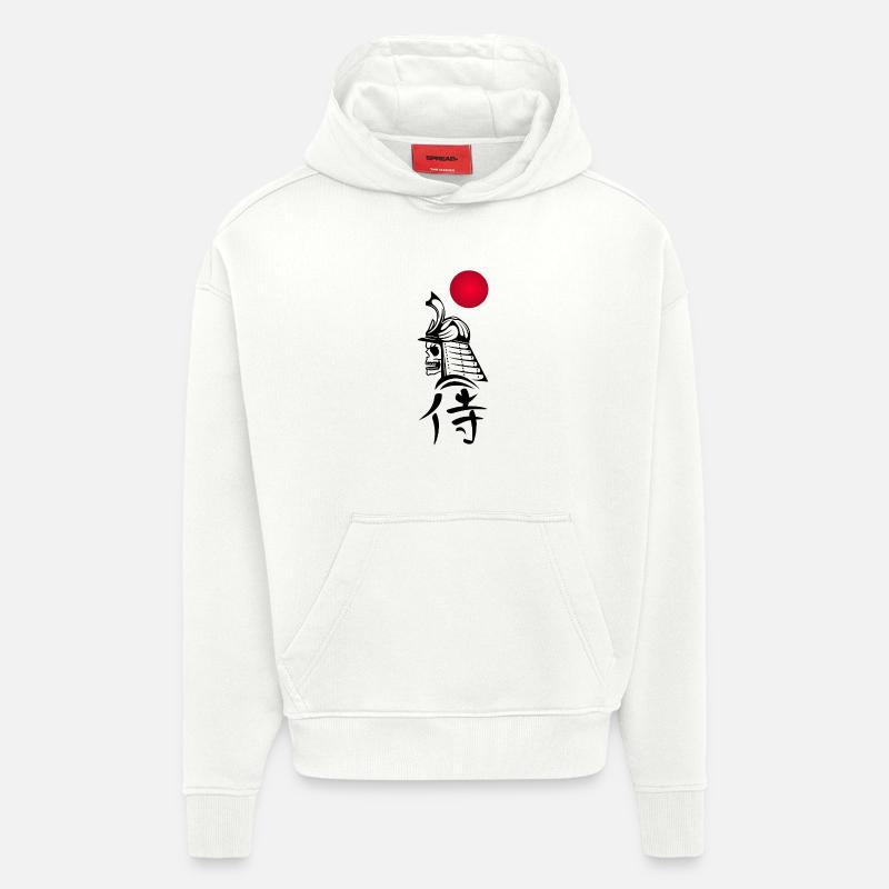 Schwarzer Samurai und Rote Sonne - Hoodie- made by SPREAD  - OFF WHITE