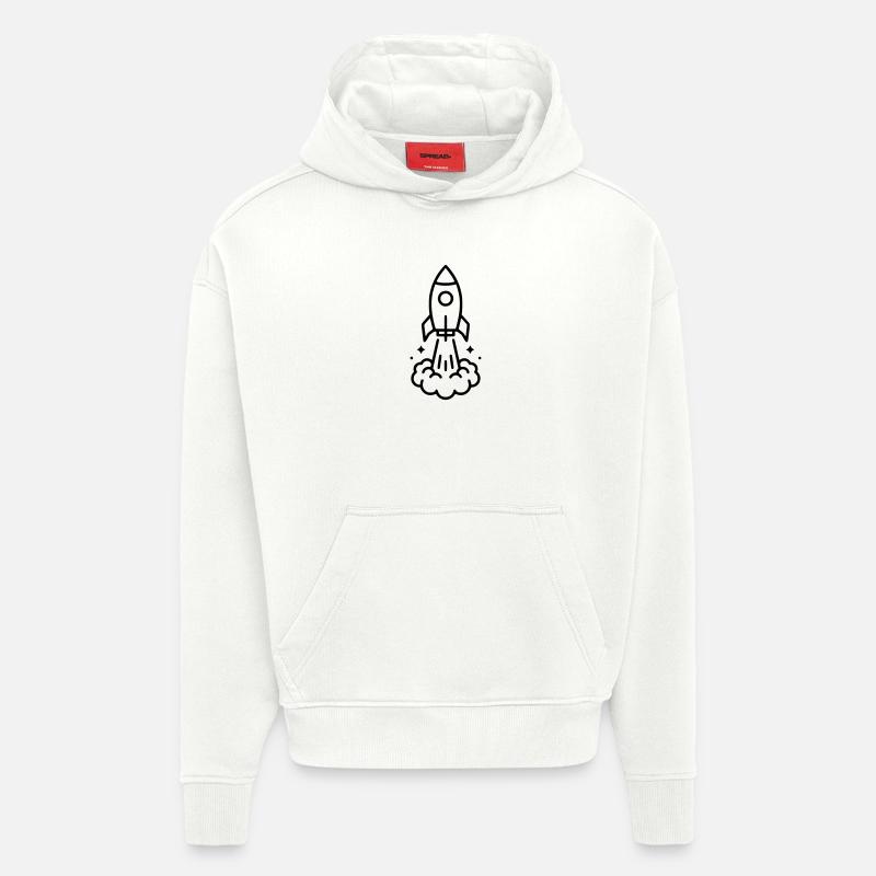 Icône spatiale de lancement de fusée - Sweat à capuche bio épais oversize fabriqué en UE - OFF WHITE
