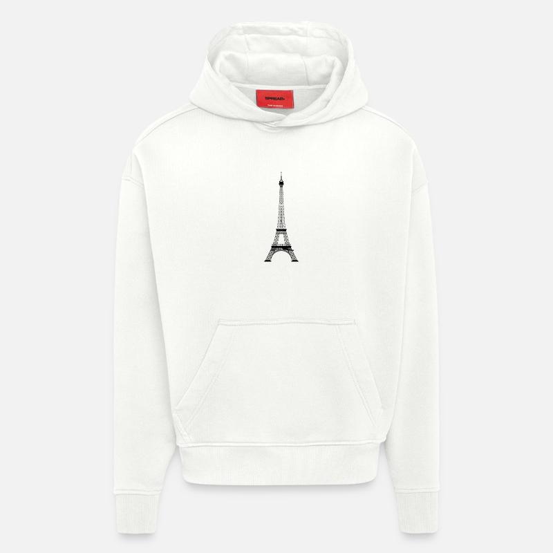 tour Eiffel - Sweat à capuche bio épais oversize fabriqué en UE - OFF WHITE