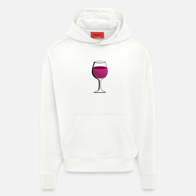 Glas mit rotem Wein - Hoodie- made by SPREAD  - OFF WHITE