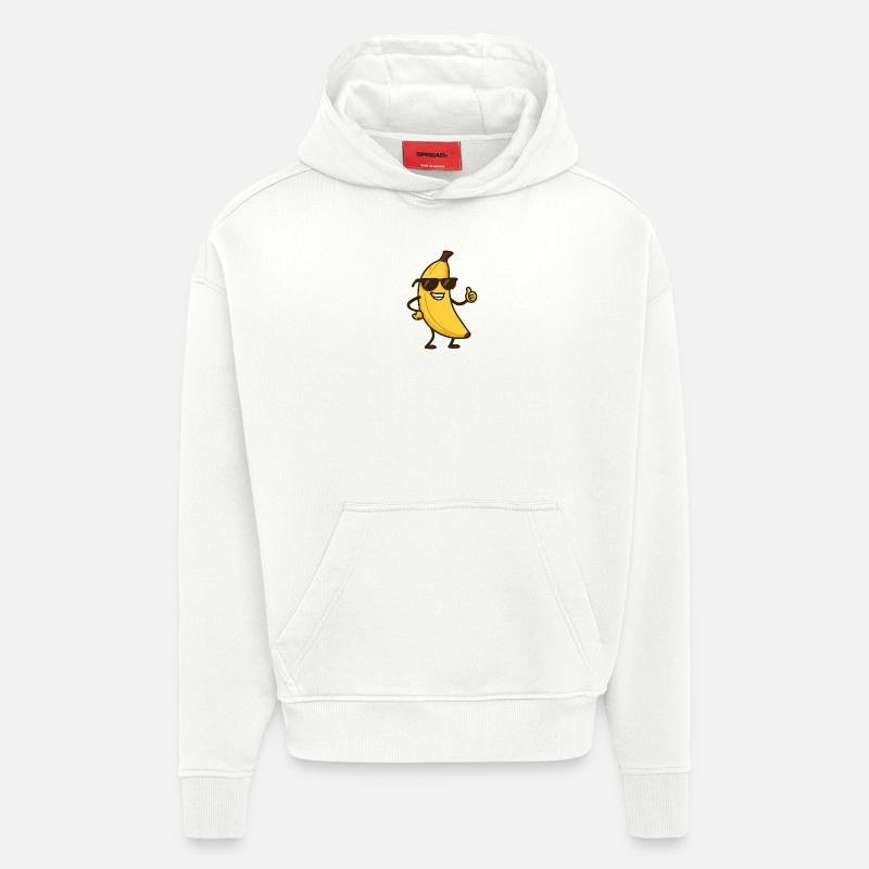 Bande dessinée banane - Sweat à capuche bio épais oversize fabriqué en UE - OFF WHITE
