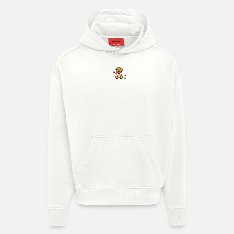 Pixel MiniBear Pride - Sweat à capuche bio épais oversize fabriqué en UE - OFF WHITE