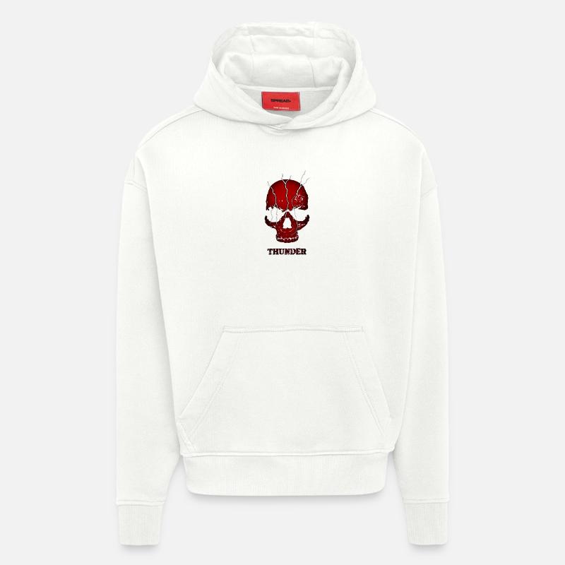 Exploding Thunder Skull - Hoodie- made by SPREAD  - OFF WHITE