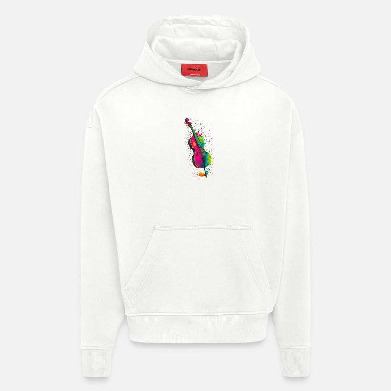 Violoncelle Splash - Sweat à capuche bio épais oversize fabriqué en UE - OFF WHITE