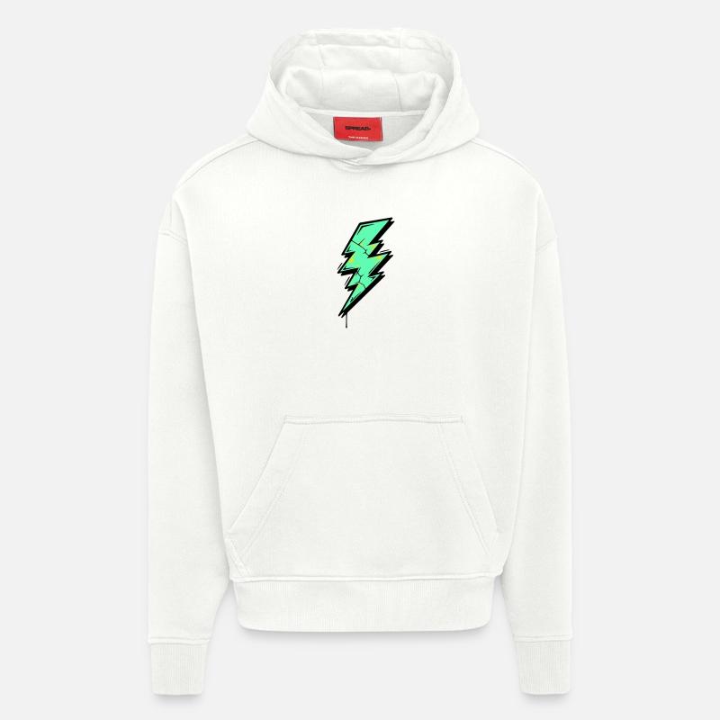 Style Éclair Éclair Abstrait - Sweat à capuche bio épais oversize fabriqué en UE - OFF WHITE