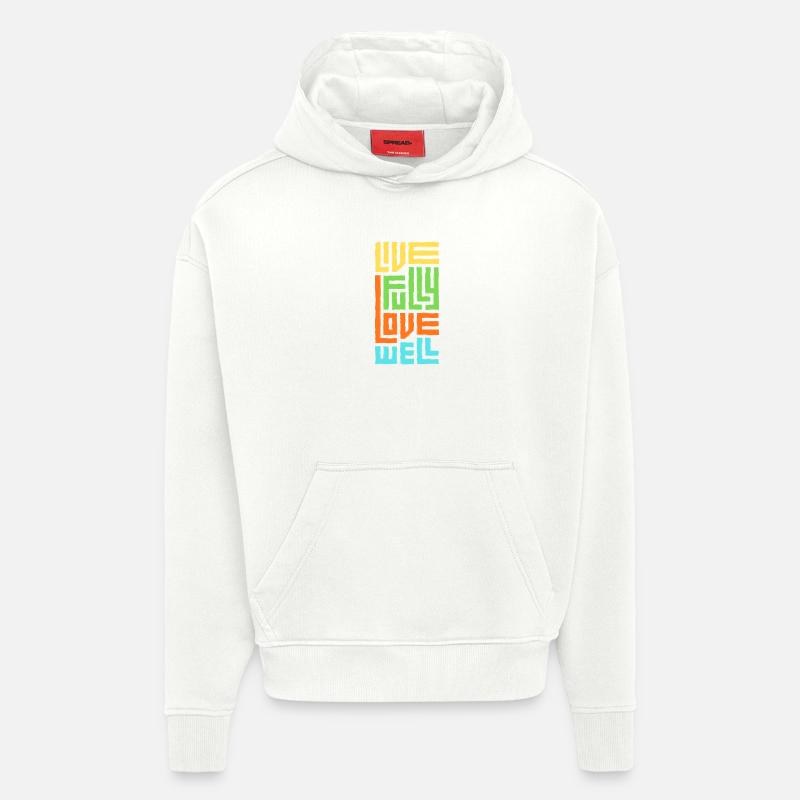 Vis pleinement Aime Bien. - Sweat à capuche bio épais oversize fabriqué en UE - OFF WHITE