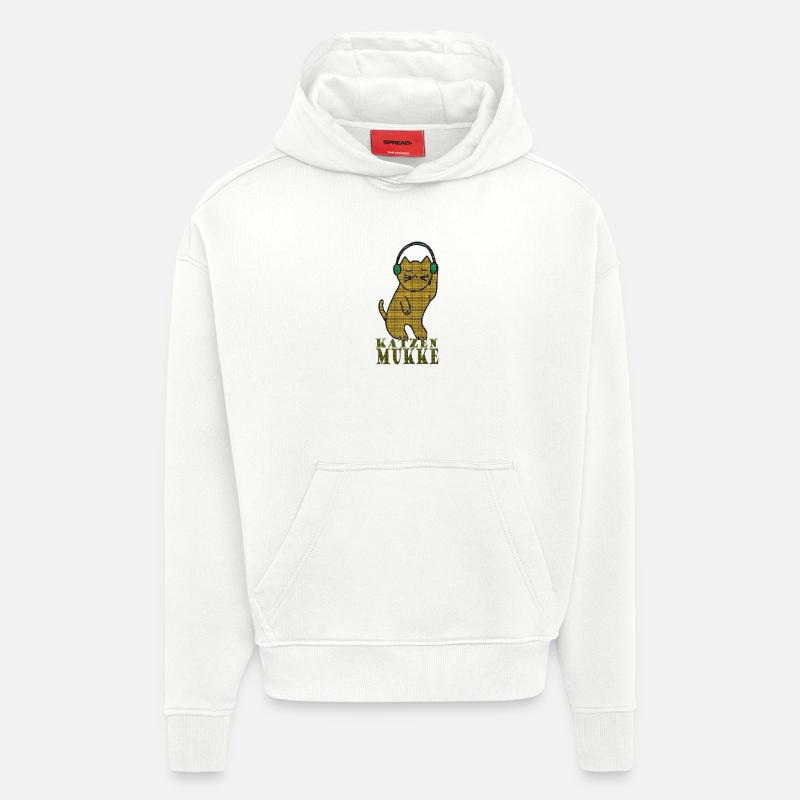 Chats mukke - Sweat à capuche bio épais oversize fabriqué en UE - OFF WHITE