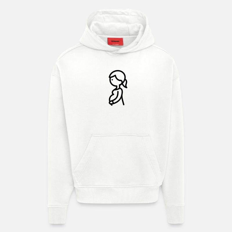 femme enceinte - Sweat à capuche bio épais oversize fabriqué en UE - OFF WHITE