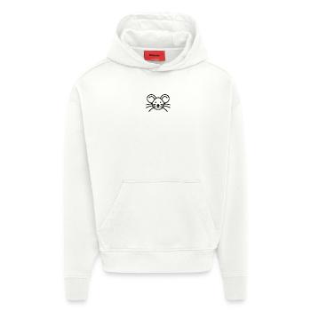 Moda Topo di Mezzanotte - Felpa con cappuccio ecologica oversize Heavyweight Made in UE - OFF WHITE - Fronte
