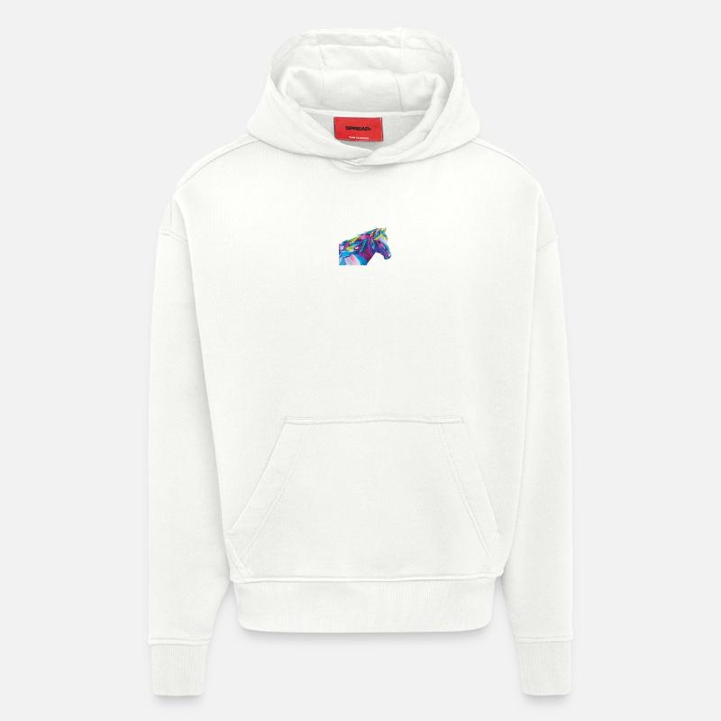 Geometrisches Regenbogenpferd - Hoodie- made by SPREAD  - OFF WHITE