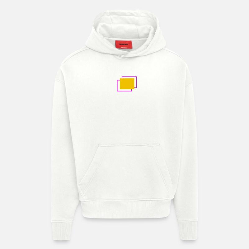 Cadre jaune et fuchsia en quinconce - Sweat à capuche bio épais oversize fabriqué en UE - OFF WHITE