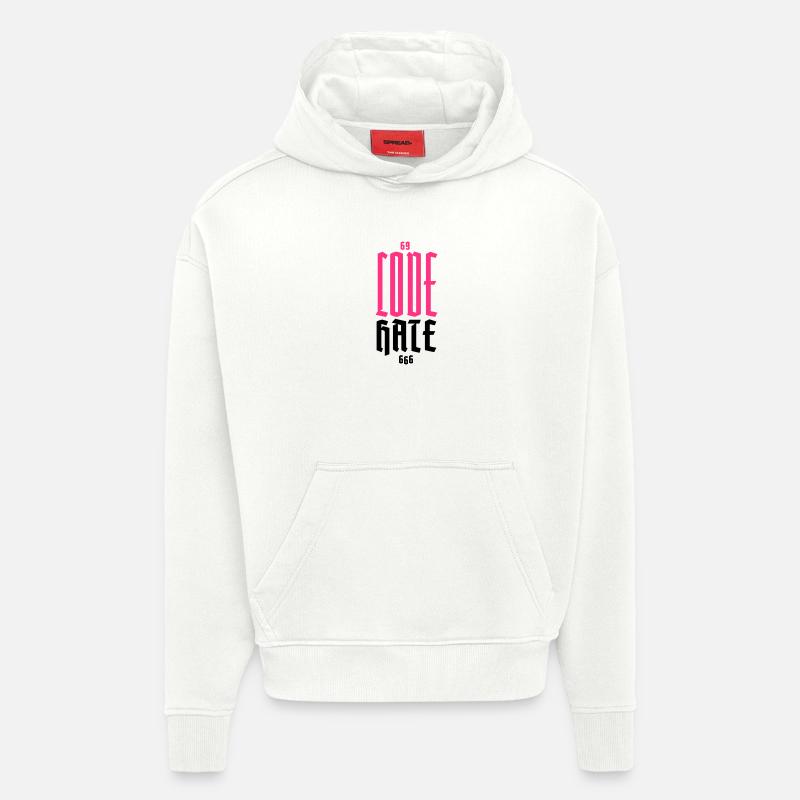 Gothic Neon CODE Vertical - Hoodie- made by SPREAD  - OFF WHITE