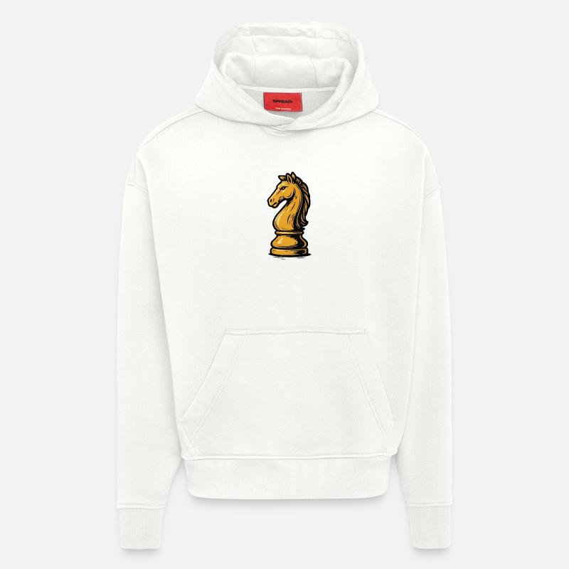 Figure d’échecs à cheval - Sweat à capuche bio épais oversize fabriqué en UE - OFF WHITE