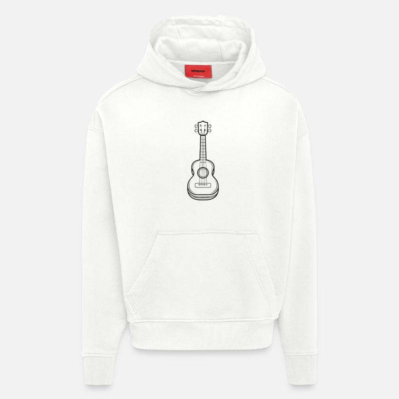Sketch de ukulélé - Sweat à capuche bio épais oversize fabriqué en UE - OFF WHITE