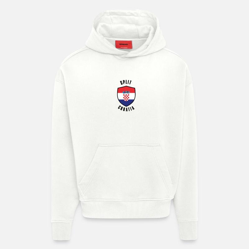 Bouclier de Croatie de Split - Sweat à capuche bio épais oversize fabriqué en UE - OFF WHITE