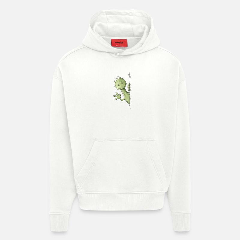 Droll Dino I Dinosaure Raptor - Sweat à capuche bio épais oversize fabriqué en UE - OFF WHITE