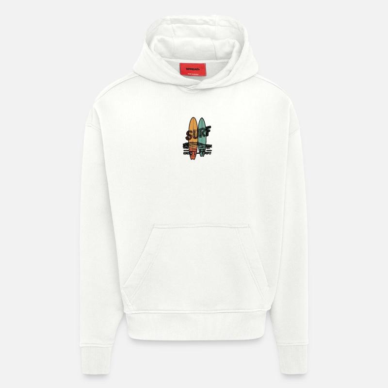 Planches de surf rétro - Sweat à capuche bio épais oversize fabriqué en UE - OFF WHITE