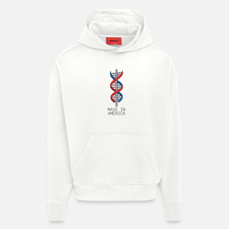 Drapeau ADN Made In America - Sweat à capuche bio épais oversize fabriqué en UE - OFF WHITE