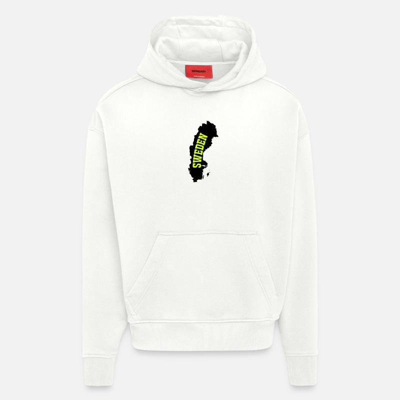 Lettrage néon suédois - Sweat à capuche bio épais oversize fabriqué en UE - OFF WHITE