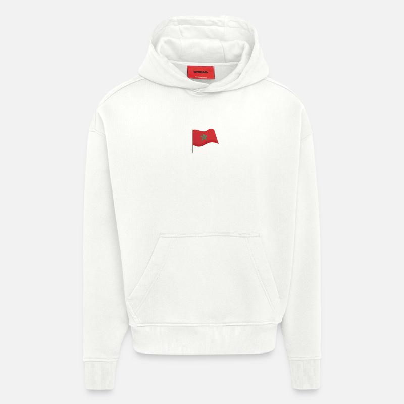 Drapeau du Maroc - Sweat à capuche bio épais oversize fabriqué en UE - OFF WHITE