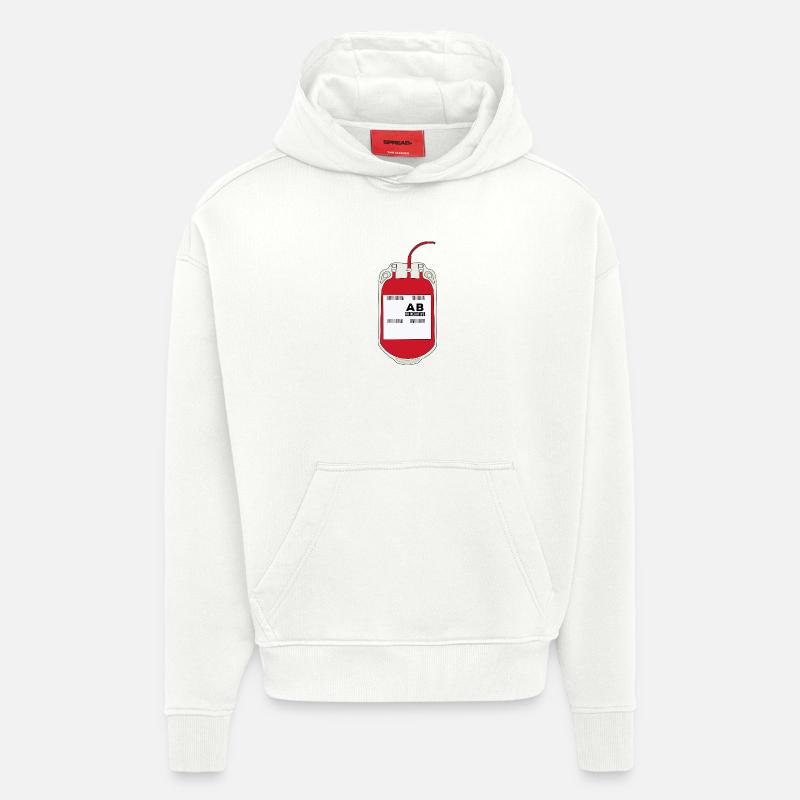 Poche de sang AB négative - Sweat à capuche bio épais oversize fabriqué en UE - OFF WHITE