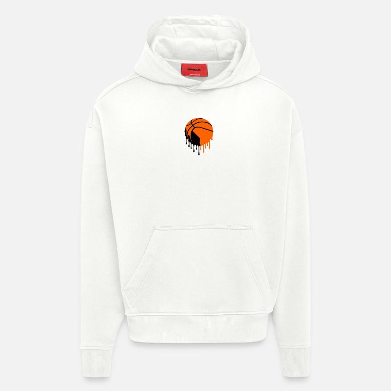Art de rue dégoulinant de basket - Sweat à capuche bio épais oversize fabriqué en UE - OFF WHITE