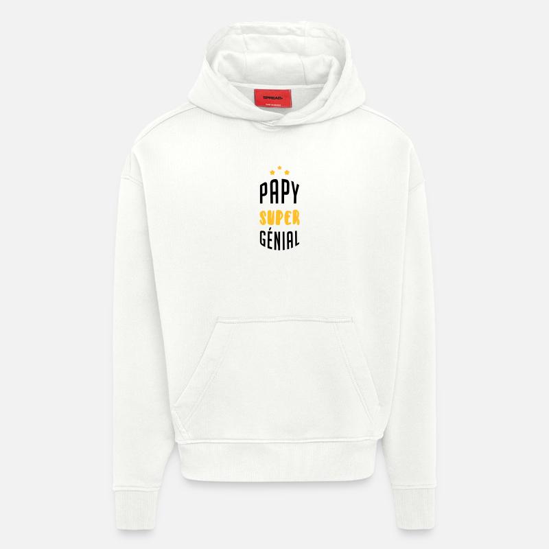 Papy Papi Grand-Père Retraite famille - Sweat à capuche bio épais oversize fabriqué en UE - OFF WHITE