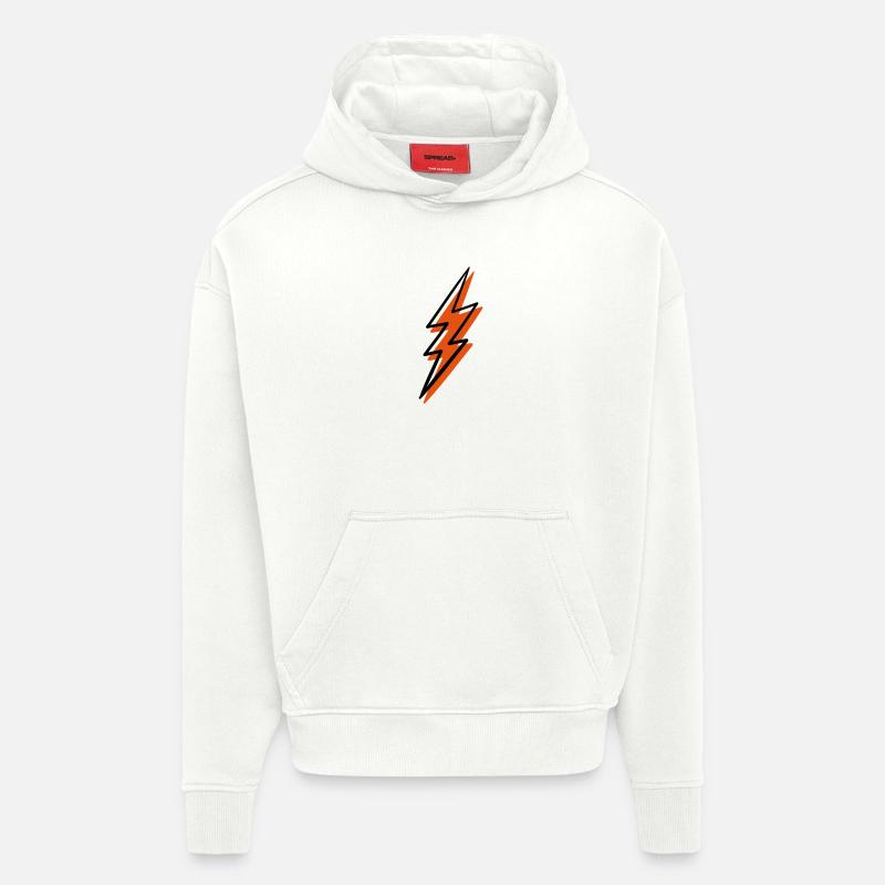Foudre de feu en spirale - Sweat à capuche bio épais oversize fabriqué en UE - OFF WHITE