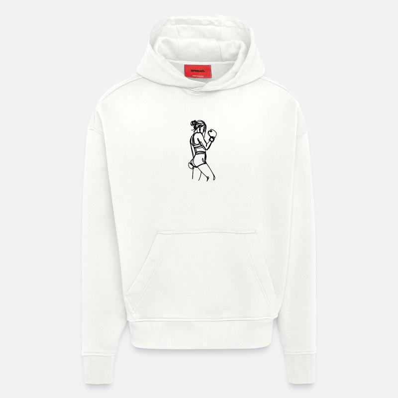 Sketch de la Boxeuse - Sweat à capuche bio épais oversize fabriqué en UE - OFF WHITE