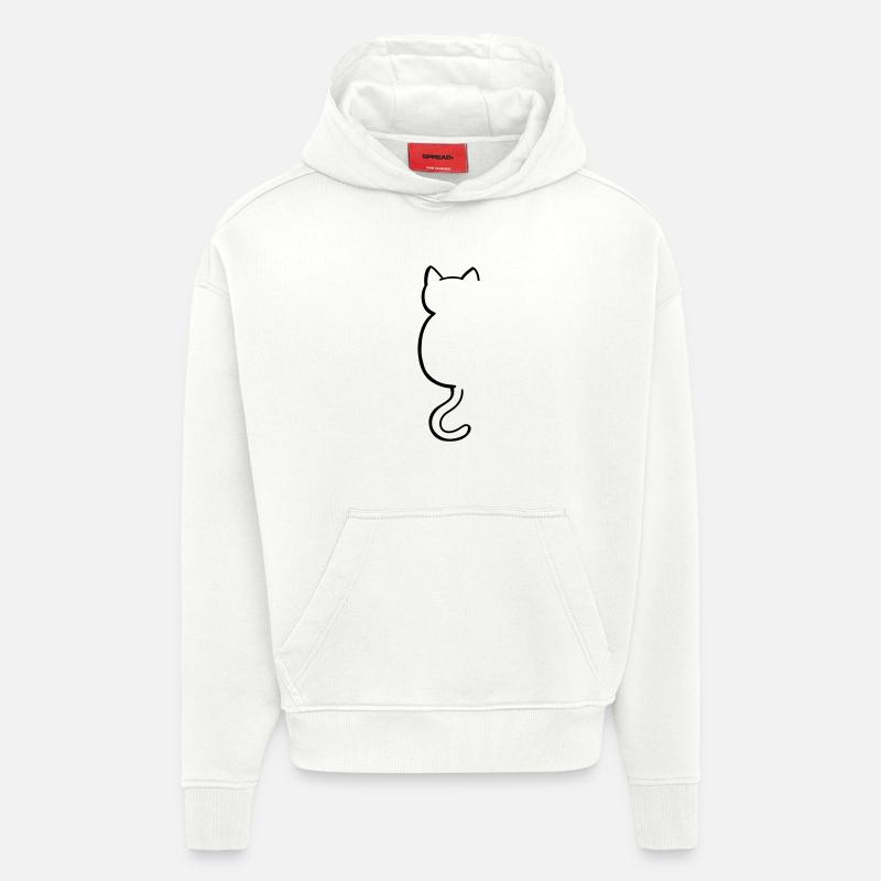 cat silouette - Sweat à capuche bio épais oversize fabriqué en UE - OFF WHITE