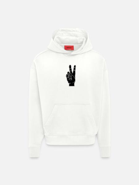 Black hand gesture peace - Hoodie- made by SPREAD - OFF WHITE