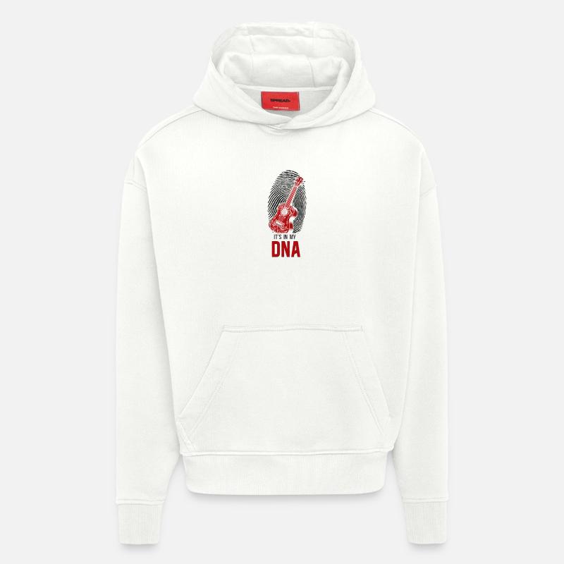 Empreinte digitale dans l’ukulélé hawaïen - Sweat à capuche bio épais oversize fabriqué en UE - OFF WHITE