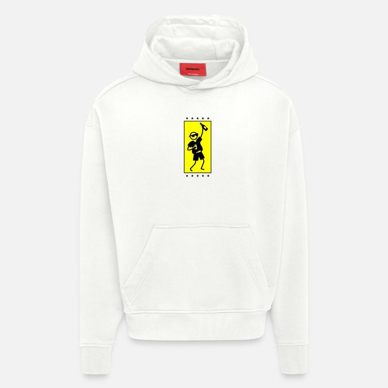 Fête, bonhomme bâton, danse - Sweat à capuche bio épais oversize fabriqué en UE - OFF WHITE